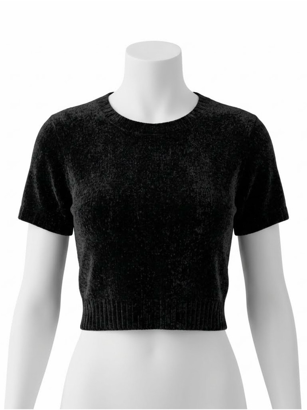 Vintage 90s Crop Black velvet short sleeve top